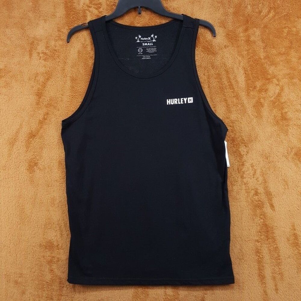 HURLEY Shirt Mens Small Black Pullover Graphic Tank Top Floral Tropical